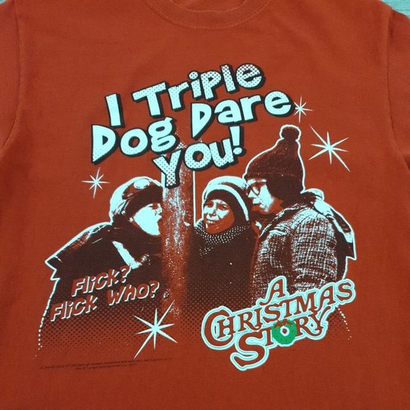 Christmas Story Mens Small Short Sleeve Shirt Triple Dog Dare You Holiday Movie - Picture 7 of 11